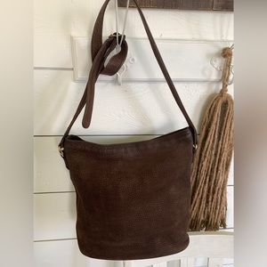 Coach Dark Brown Pebbled Suede Legacy Hobo Duffle Bag